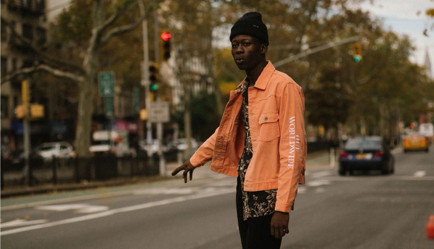 实体现货美国街头潮牌嘻哈huflennox男士条绒夹克