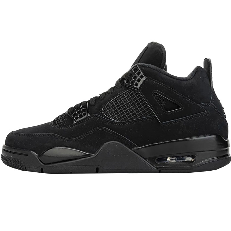 哄哄airjordanaj4黑猫麂皮黑武士黑色cu1110010篮球鞋