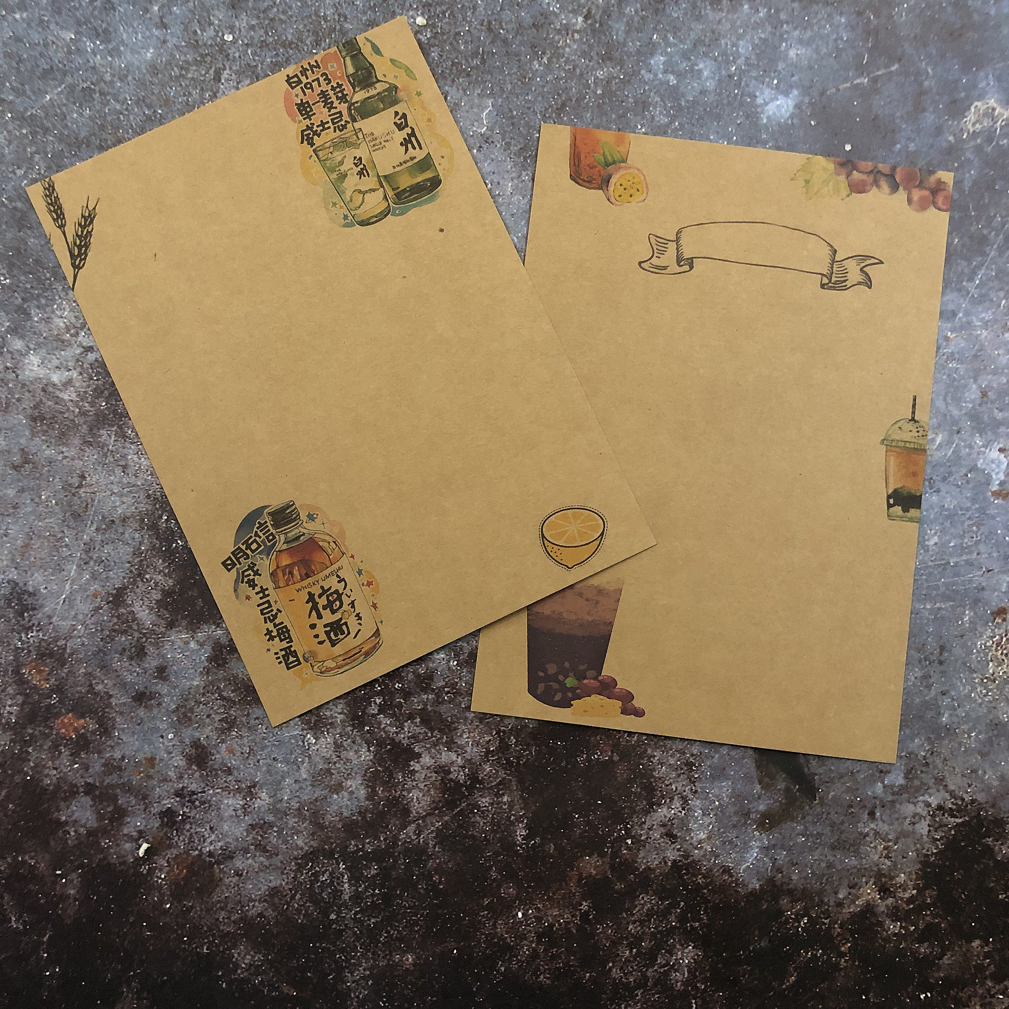 a4手绘牛皮纸菜单内页纸张手写餐牌内芯diy定制菜谱