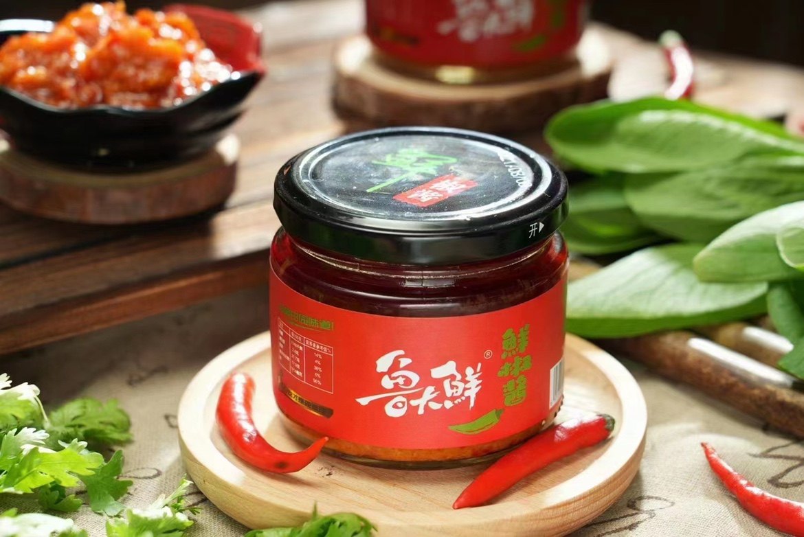 鲁大鲜鲜椒酱鲁大师鲜青椒酱拌饭拌面速食夹馍酱家用商用180g每瓶