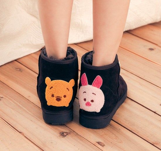 gracegift雪地靴女短筒加绒防滑雪地棉可爱刺绣加绒保暖冬靴女靴