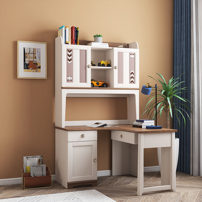 实木书桌儿童儿童书书架组合家用学生电脑桌一体书桌