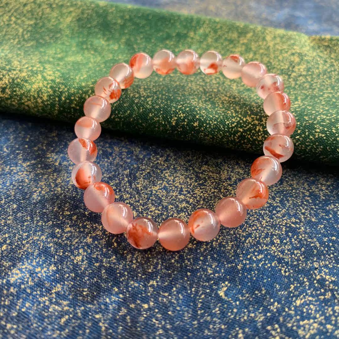 考工天然冰飘南红玛瑙荔枝冻手串飘手链