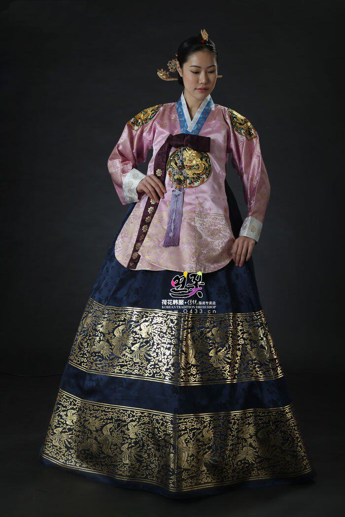 韩服韩国进口洋缎子唐烫金古代宫廷ht01217民族服装