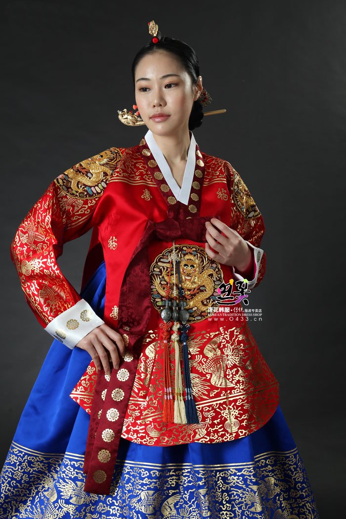 韩服韩国进口洋缎子唐新娘烫金古代宫廷ht01209民族服装