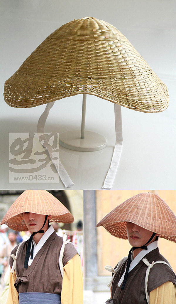 韩国进口朝鲜古代草帽男士斗笠防嗮防雨遮阳帽帽子