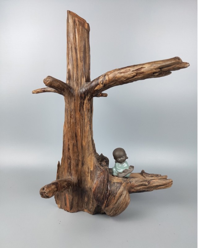 天然松树树节松瘤枯木风化木随实木树根笔架根雕