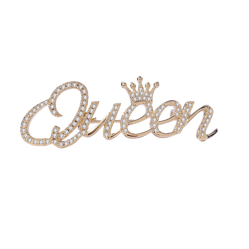 自己的女王queen字母胸针女高高档西装配饰别针胸针