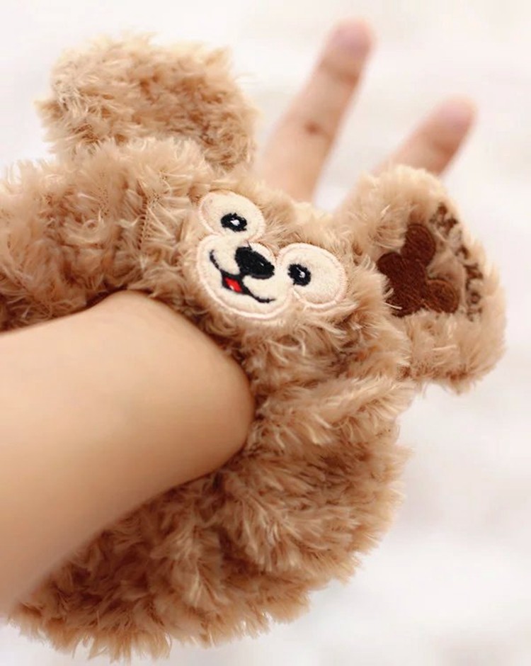 可爱卡通圈圈情侣刺绣小熊粗发圈毛绒发绳头饰发饰