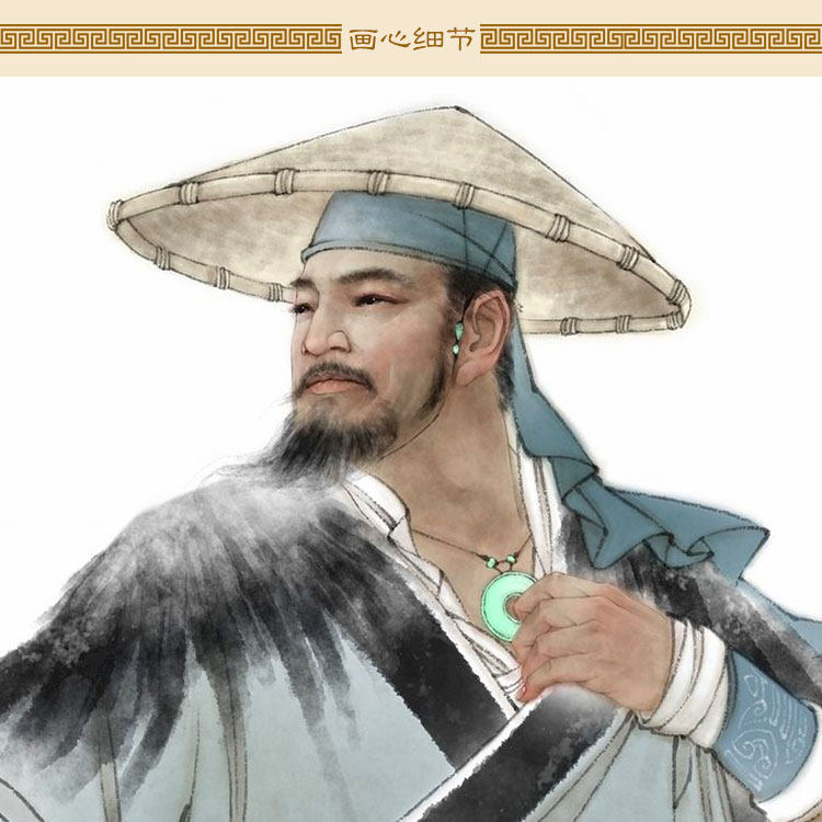 大禹治水图画画像挂画古代名人中式复古丝绸卷轴国画