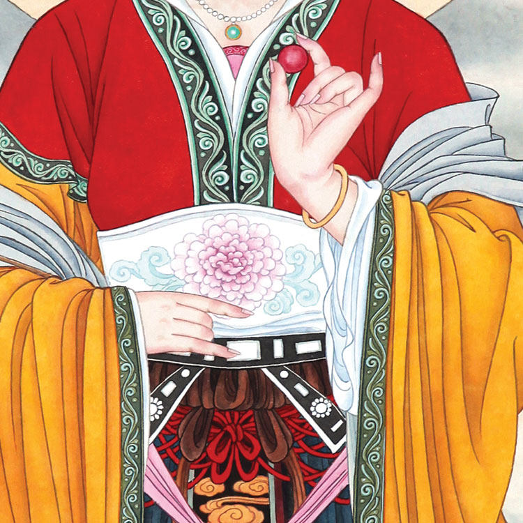 泰山碧霞元画像中堂道教神像像画绢布画挂画书房国画