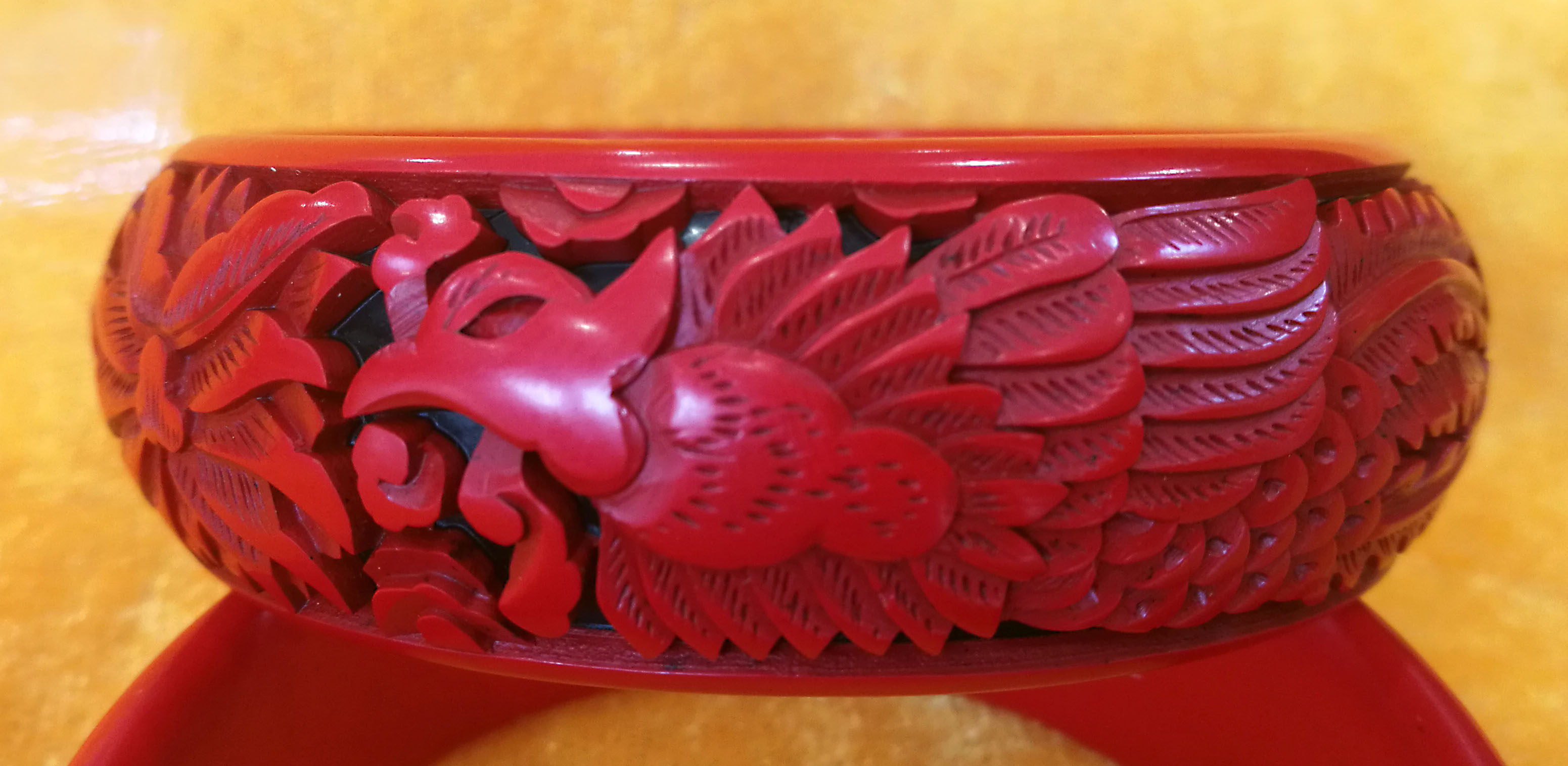 扬州漆器手工雕漆龙凤呈祥手镯漆器