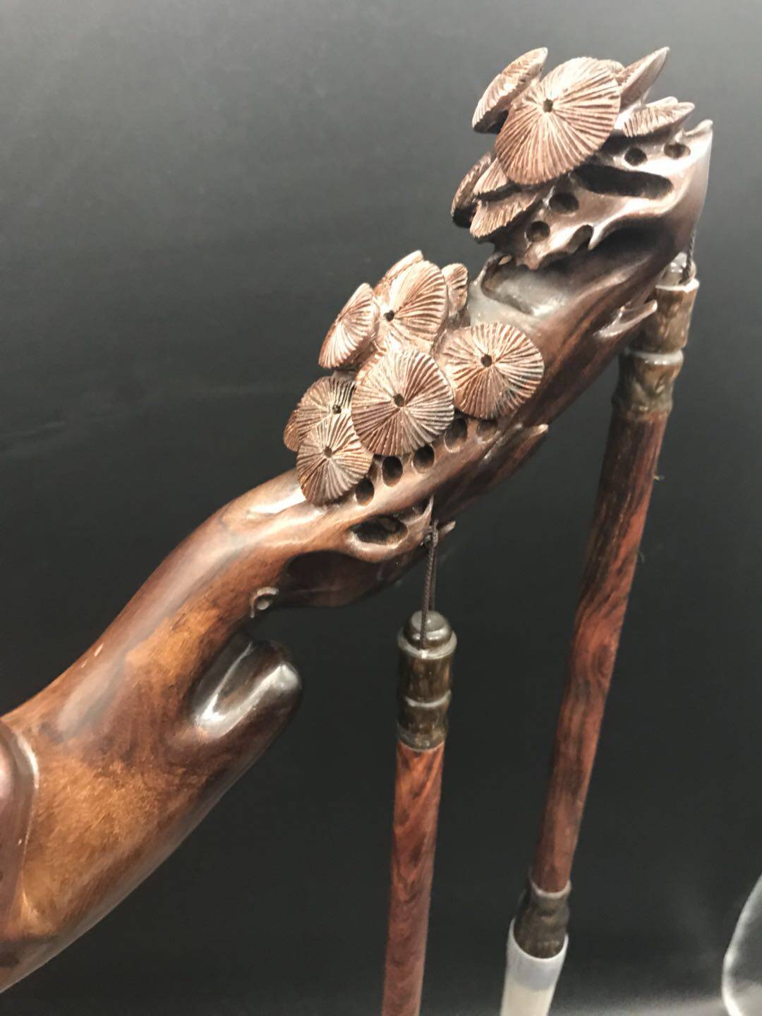 精品紫檀喜上眉梢木雕笔架工艺品摆件结缘木雕