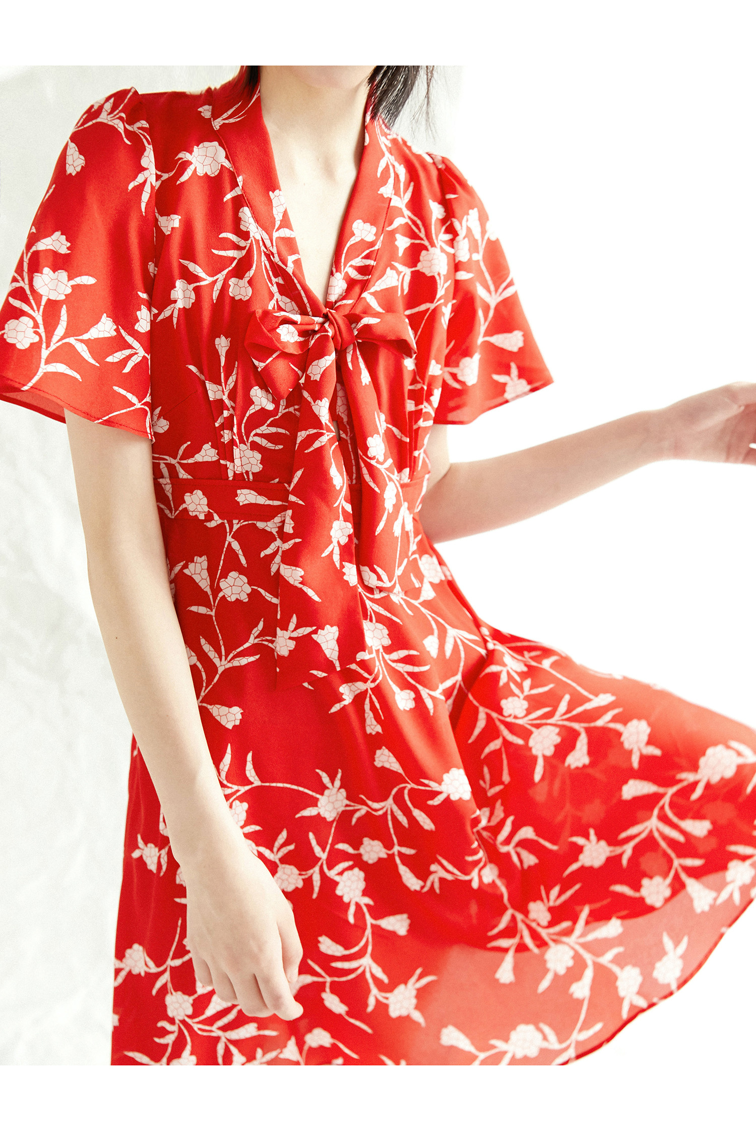 redchilli小红辣椒色镂空飘带连衣裙少女eelmoor原创独立设计师