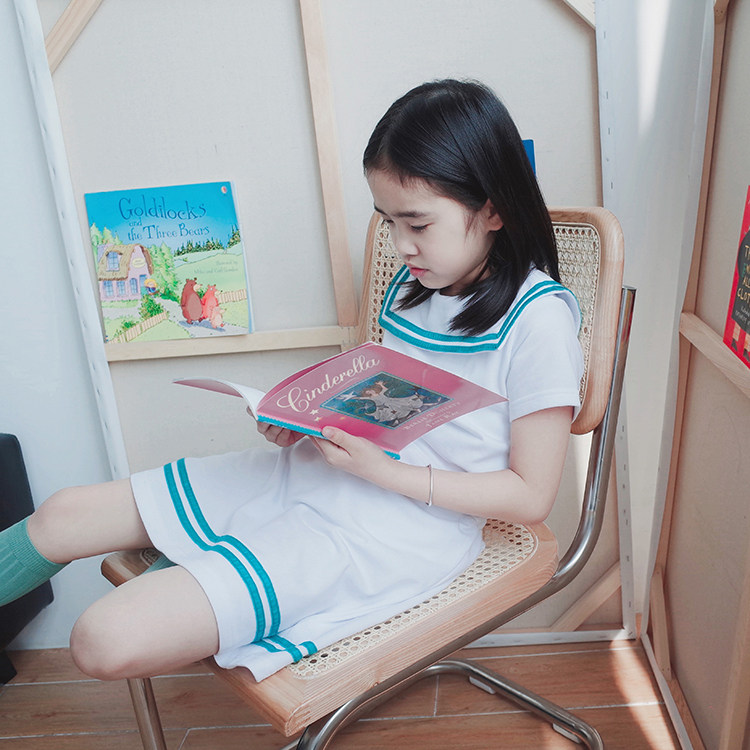 娃娃海军水手校服幼儿园纯色学院娃娃爱中大女中套装