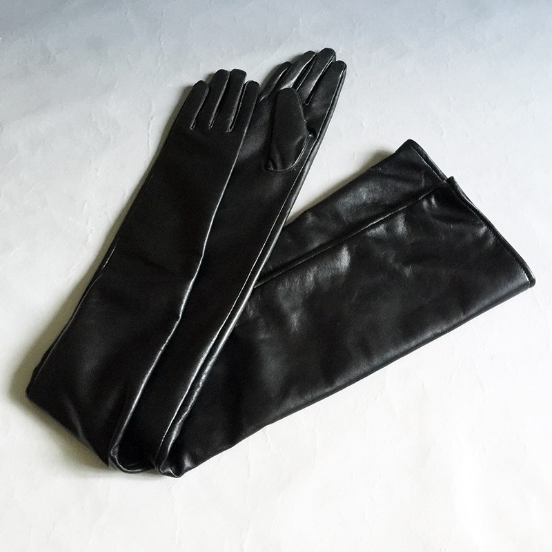 手套触屏绵羊羊皮超长90cm加长加大真皮配饰手套