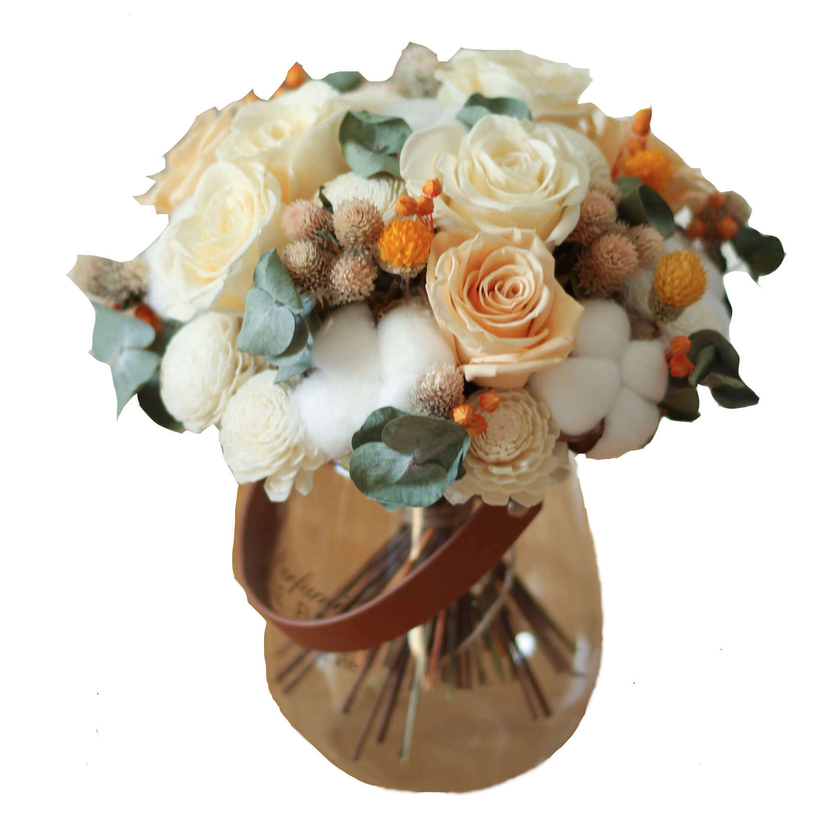 温馨永生永生花花束玫瑰尤加利棉花家居茶几电视柜干花