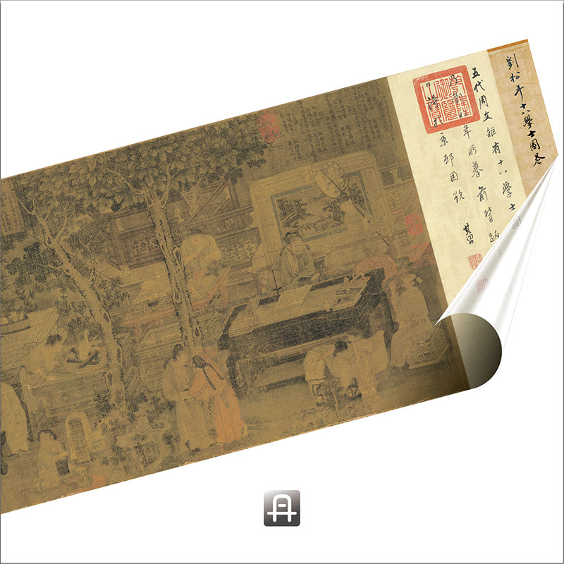 刘松年十八学士图全卷真正超清复制中国画古名名画国画