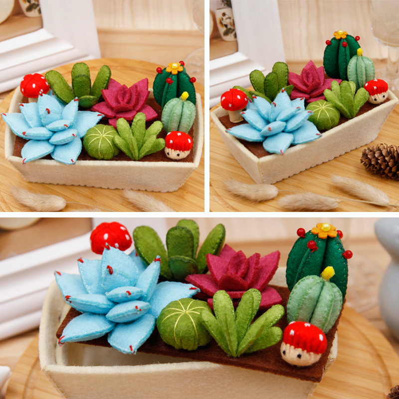走心礼物多肉植物盆栽花盆 微景观不织布幼儿园diy手工制作材料包