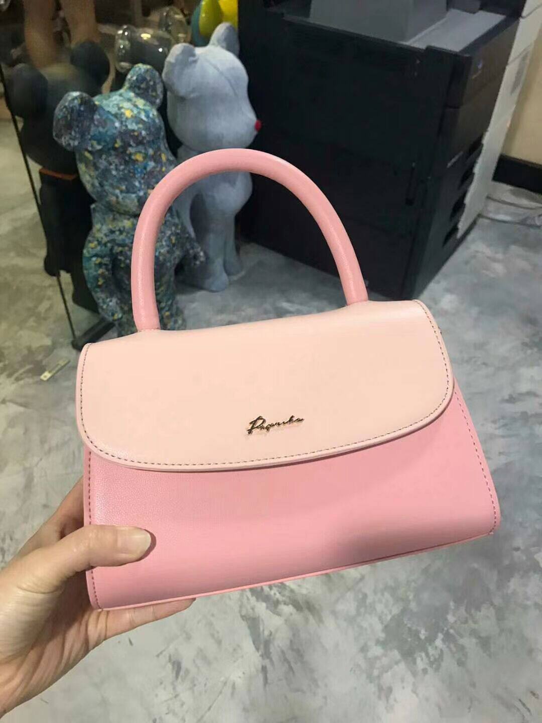 香港时尚潮流两用斜挎手提牛皮paprika包牛皮双子闺蜜通用款女包