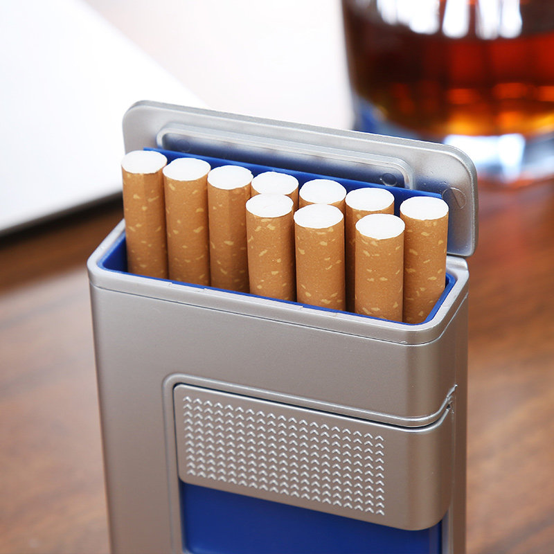 全自动多功能男士塑料超薄创意烟盒香菸盒防潮防压14支装自动推烟