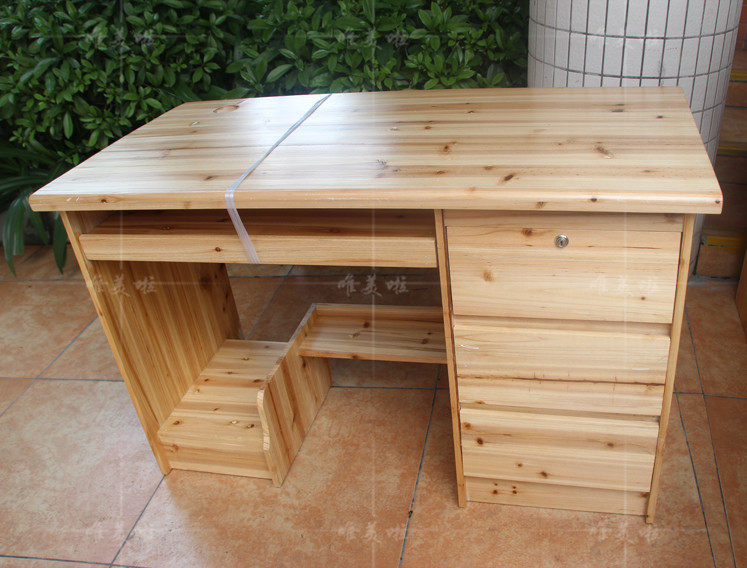 杉木实木电脑台12米台式电脑桌书房办公桌室写字台学生原木书桌