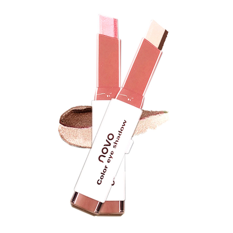 正品novo丝绒渐变双色眼影棒珠光大地色卧蚕酒红色烟熏防水眼影笔