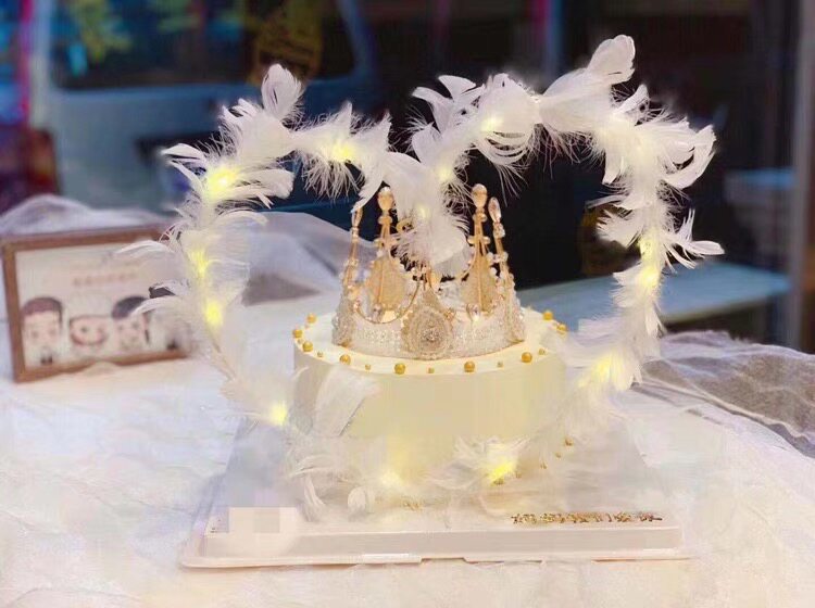 2021个性仙女公主羽毛创意意网红珍珠皇冠生日蛋糕新鲜生日蛋糕