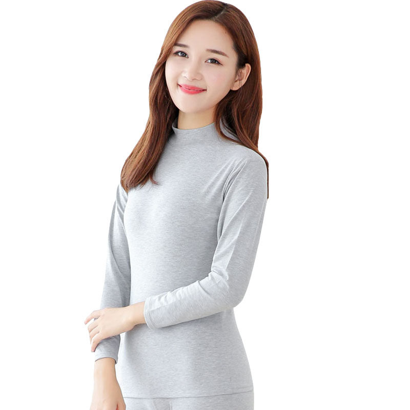 半高领保暖内衣女士纯棉秋衣打底棉毛衫全棉薄款夏秋冬女单件上衣
