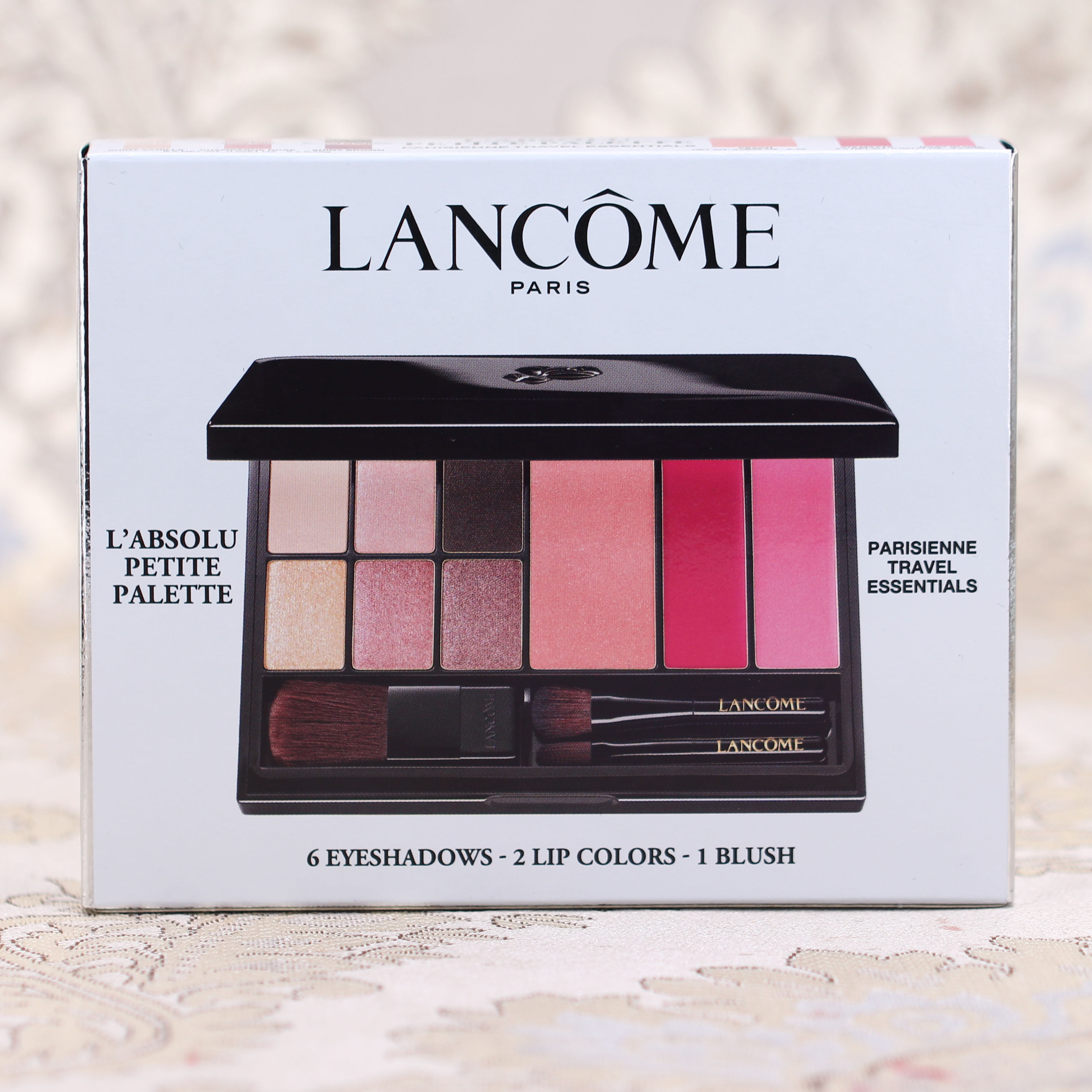 捡漏lancome兰蔻菁纯彩妆6色眼影2色口红红唇彩妆盘