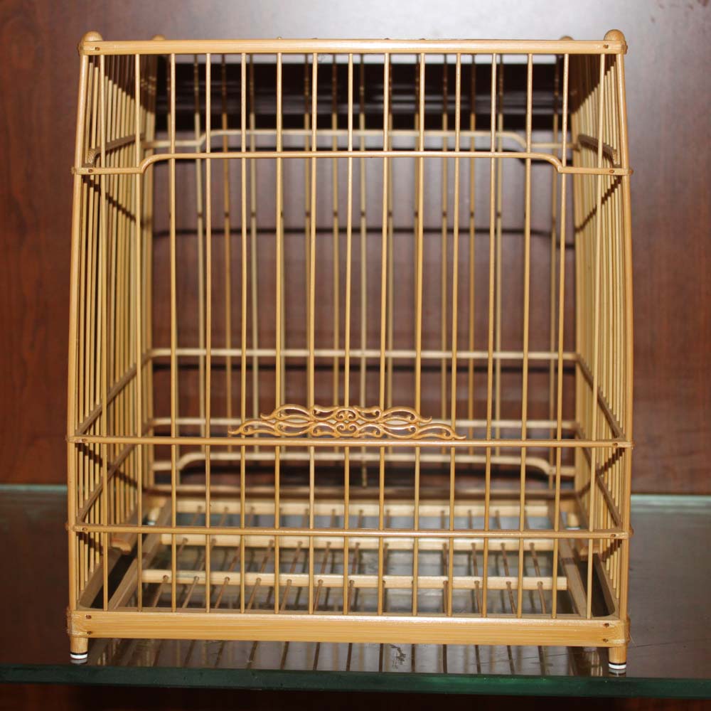 南京侯氏绣眼鸟笼苏州方款香草门镶骨脚套笼绣鸟笼