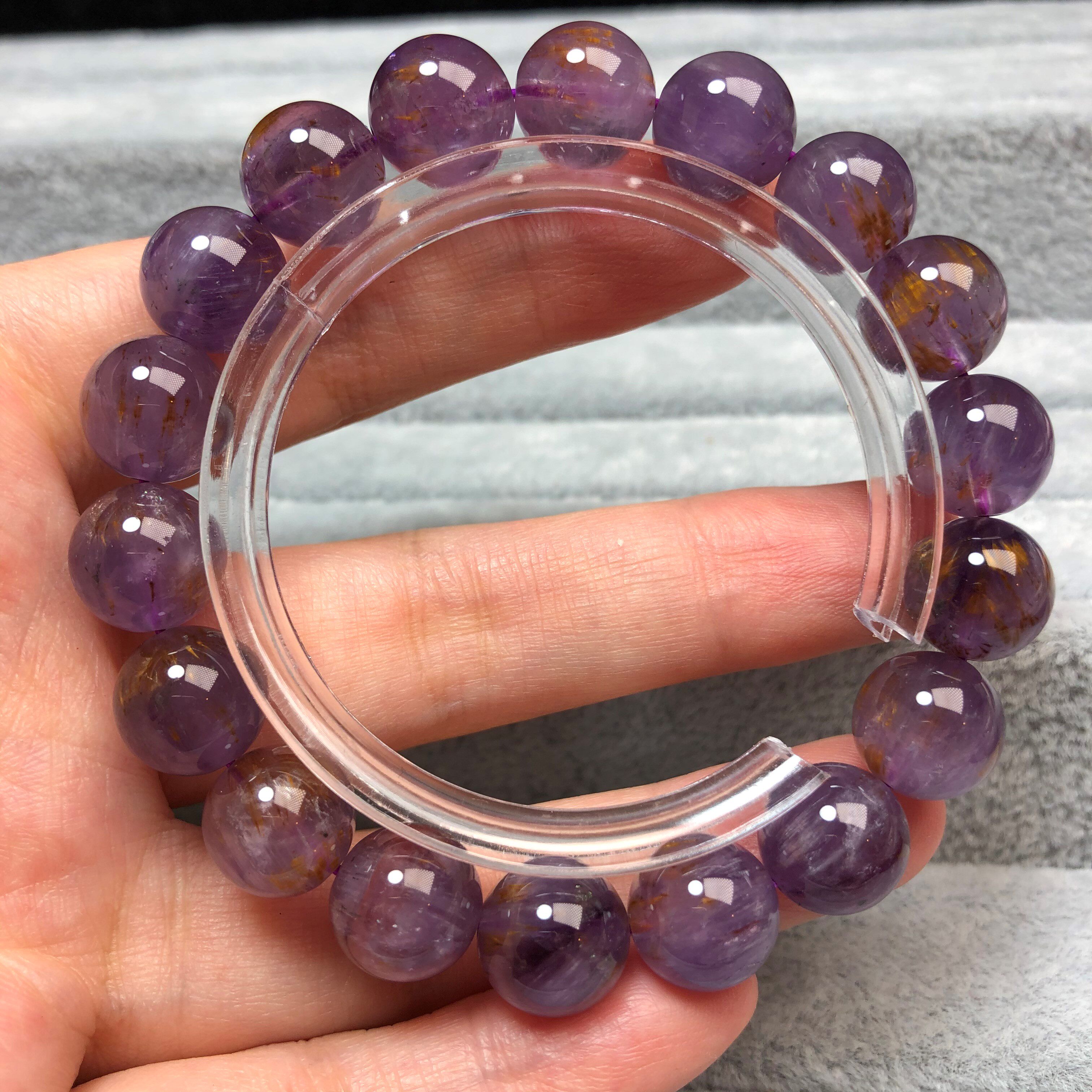 天然紫钛手链紫水晶共生钛晶稀少旺财一物一图手链