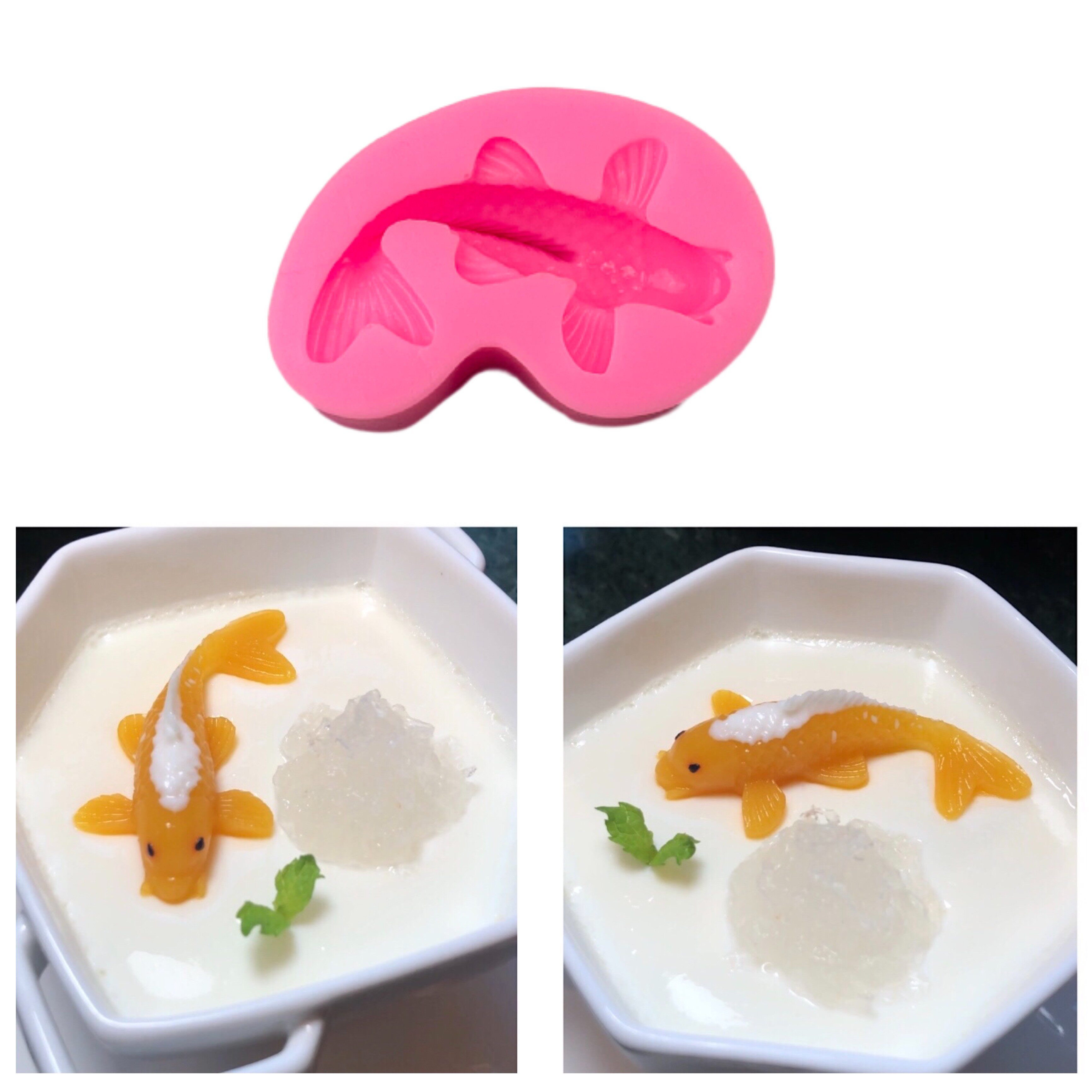 模具锦鲤硅胶年年有余鲤鱼巧克力翻糖布丁果冻石膏烘焙模具