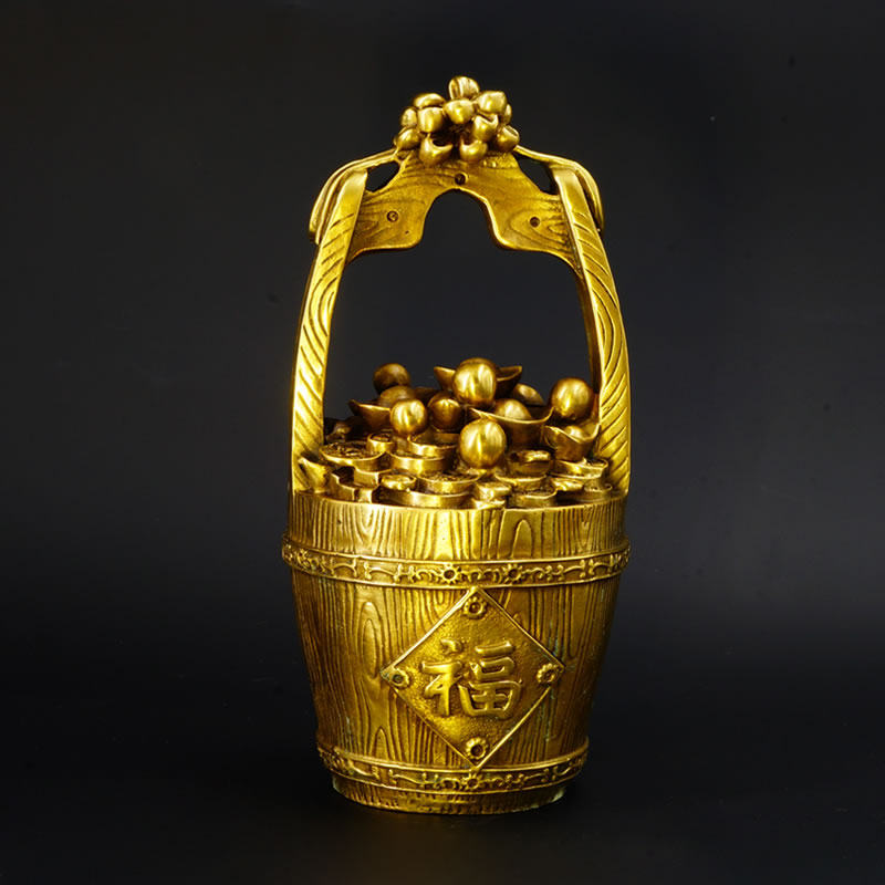 【摆件】慈风阁正品黄铜一桶金招财摆件店铺开张礼物客厅风水