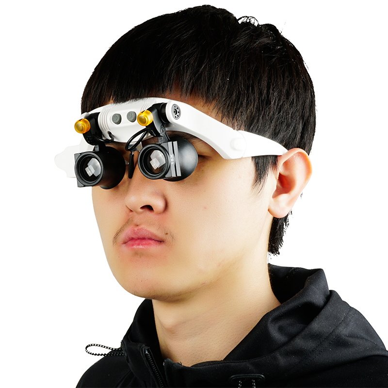 头戴式放大镜眼镜带灯led25倍高珠宝电子路清钟表维修理手机鉴定