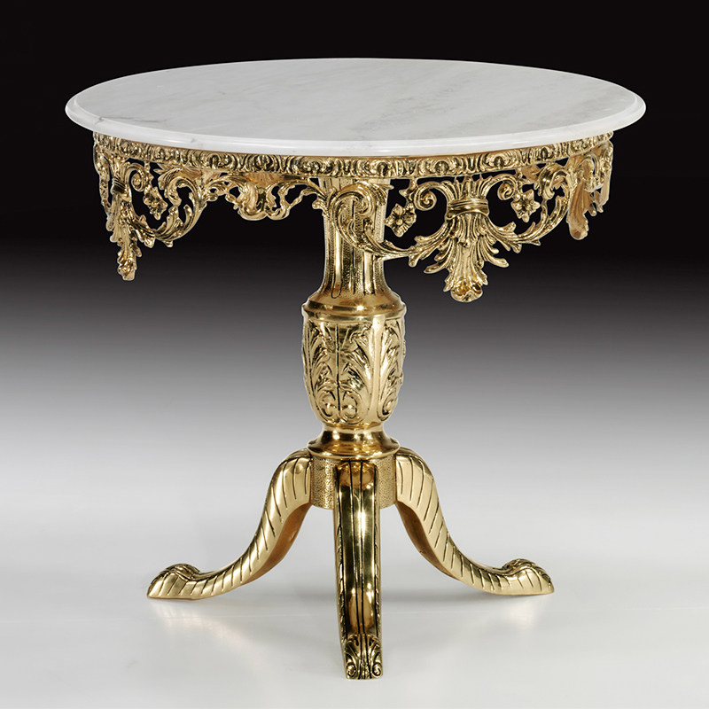 西班牙进口欧式热销大理石台面金属客厅边角金色其它桌类