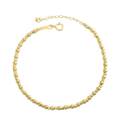 恒蕴叶子纯18k黄金镭射珠金球转运珠手链男女气质素金可调软手镯