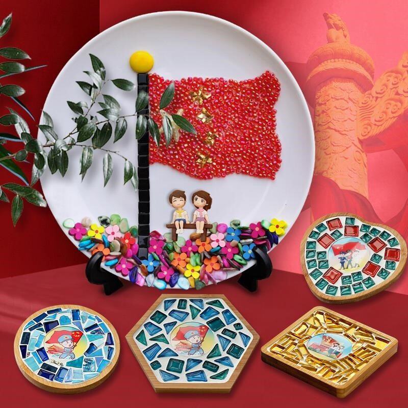儿童自制小学生主题爱国红色国庆节包红色材料制作手工创意粘贴类