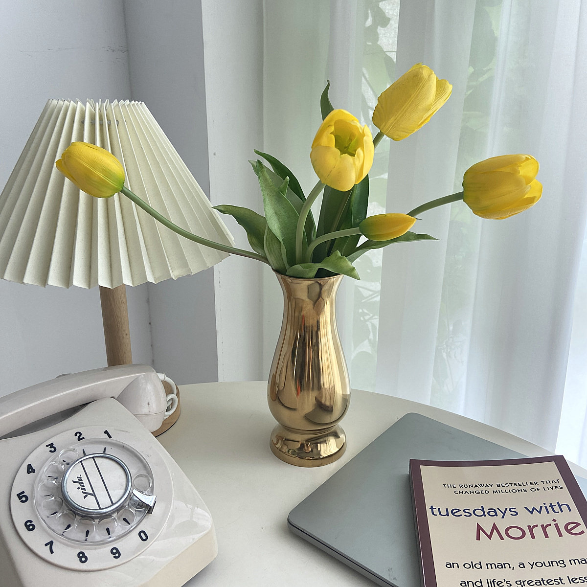 花瓶ins风创创意不锈钢圆口简约现代插花个性花瓶