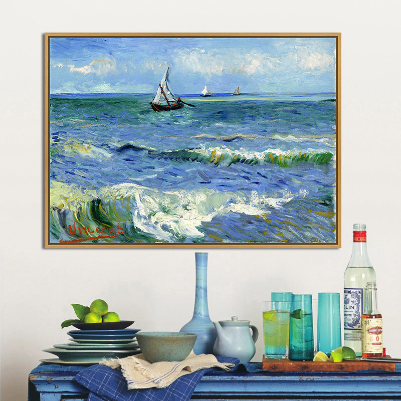 梵高油画海景帆船风景印象派抽象现代餐厅酒吧油画
