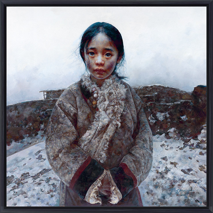 【买一送一】藏族女孩艾轩人物油画家居软装藏式民宿客房现代挂画