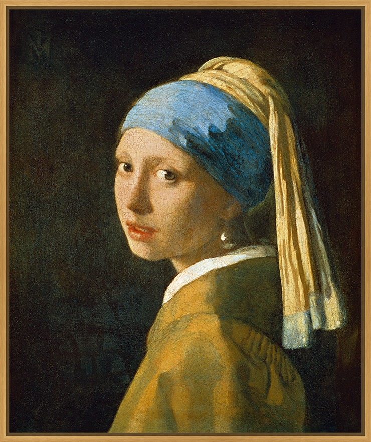 维米尔戴珍珠耳环的少女肖像简约复古油画客厅艺术人物现代装饰画