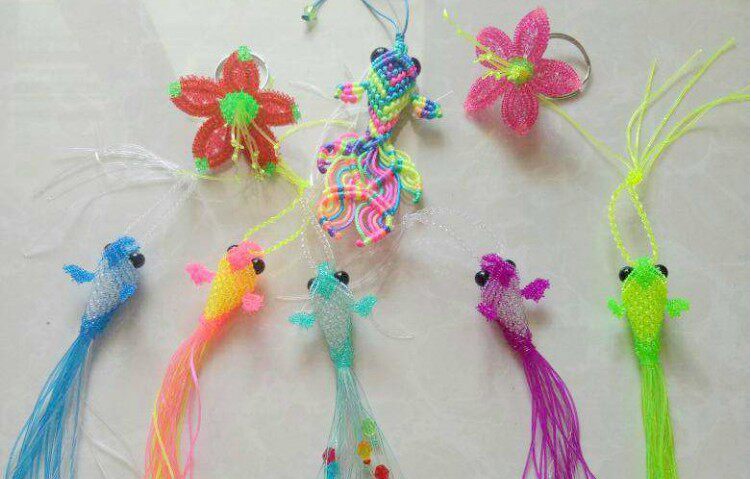 塑料彩色儿童手编绳实芯彩金鱼玻璃丝手工编绳绳子