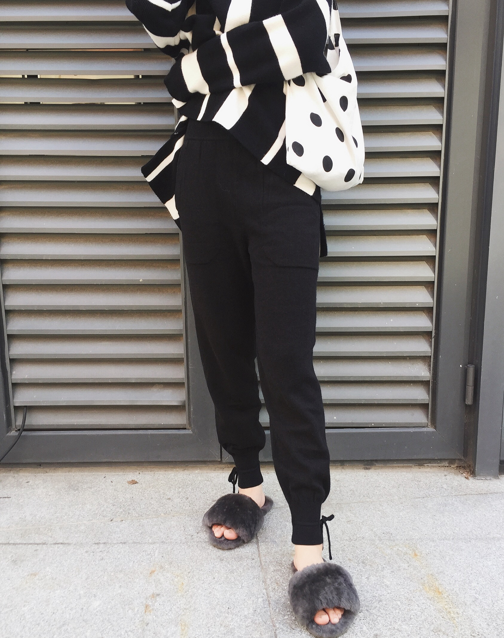 2018冬季哈伦裤女高腰复古宽松针织毛线裤子女加厚束口萝卜裤女新