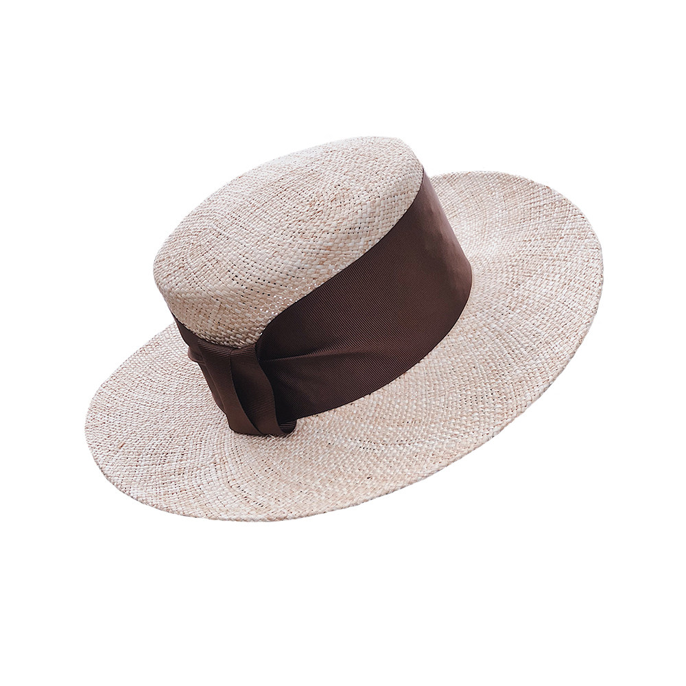 平顶沙滩草帽透气防晒纯手工编制遮阳帽海边度假大喜庆同款帽子女