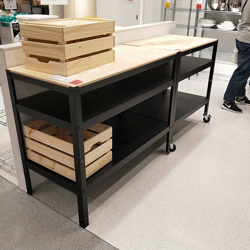 ikea宜家国内代购巴拉工作台黑色写字台电脑桌推车电脑桌