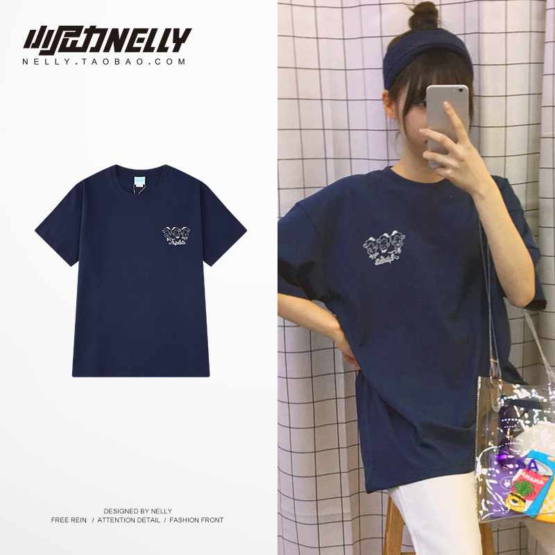 ins港风潮流学生帅气白色纯色男女情侣百搭纯棉宽松短袖T恤bf风