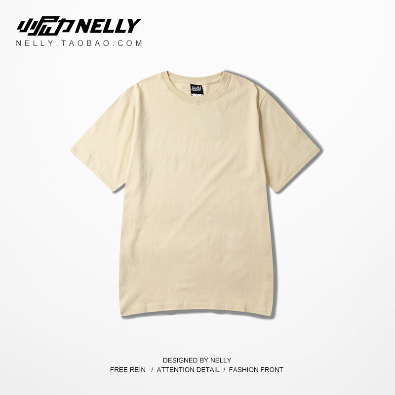 heybig基础款港风纯色圆领情侣男女纯棉宽松ins2020短袖百搭t恤bf