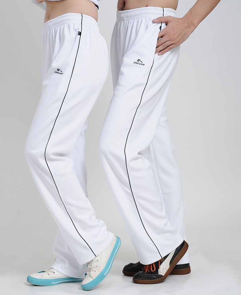白色运动裤女长裤快干白色运动长裤男女款南韩丝运动休闲长裤卫裤