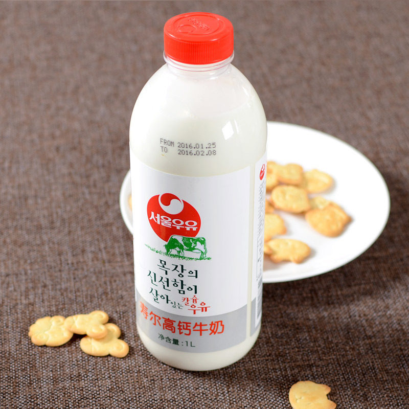 4瓶 包邮 进口牛奶韩国原装 高钙牛奶首尔牧场鲜牛奶1l6.